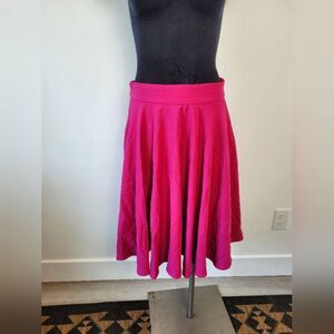 Fuschia Pink Circle Skirt Midi Flowy Retro 60s 50s Office Modest Kawaii Lolita S